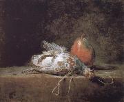 Jean Baptiste Simeon Chardin Gray partridge and a pear oil